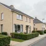 Maison individuelle moderne dans la région lilloise avec façade en brique et jardin soigné