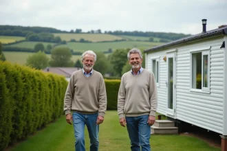Couple souriant devant mobilhome en Vendée