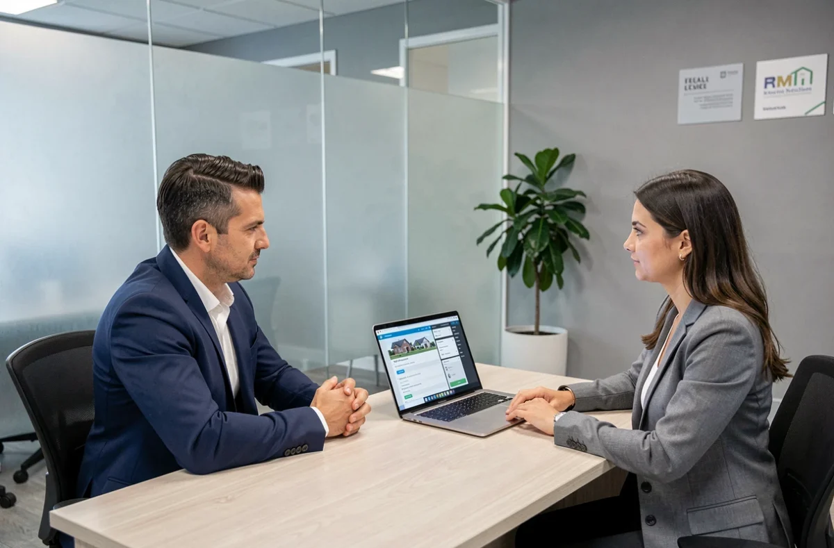 Propriétaire délégant ses déclarations de loyers CAF à un gestionnaire immobilier professionnel en agence
