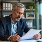 Homme d'affaires en costume dans un bureau moderne