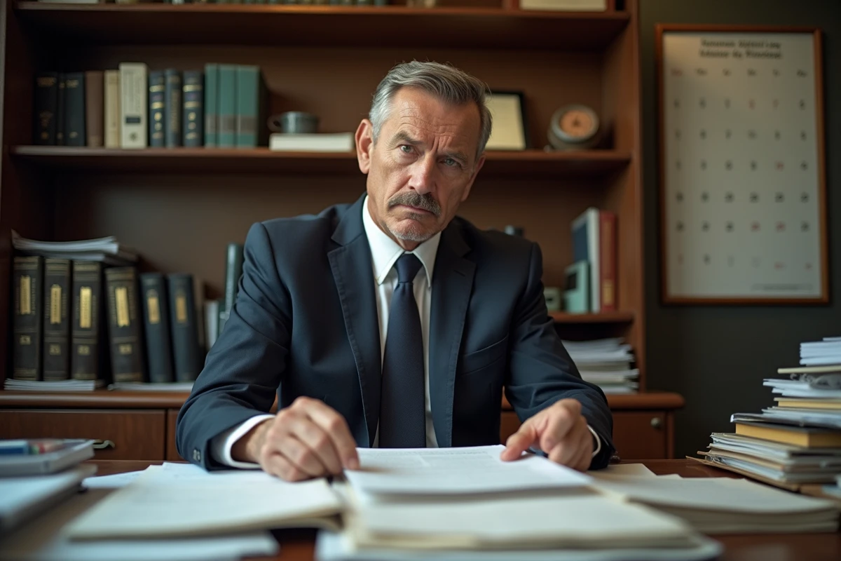 Homme d'affaires frustré triant des documents dans un bureau