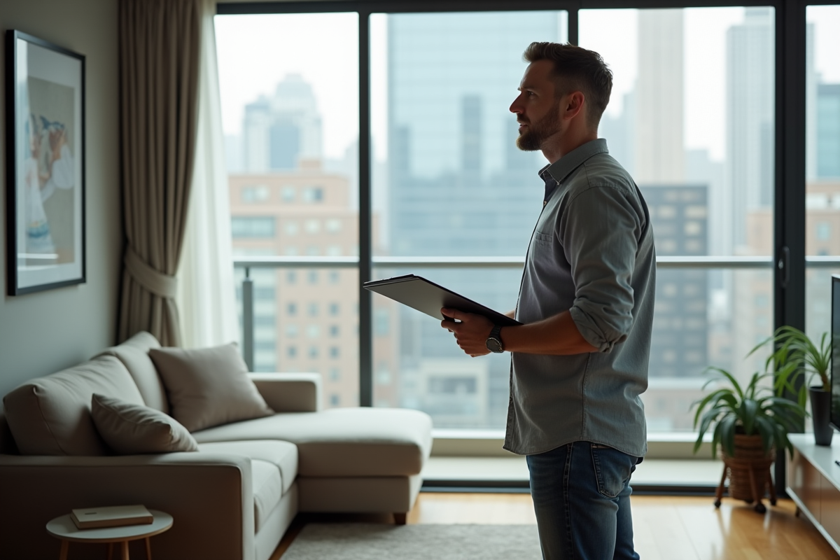 Homme vérifiant le salon d