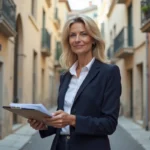 Investisseuse immobilière analysant un quartier résidentiel à Fréjus pour un projet locatif