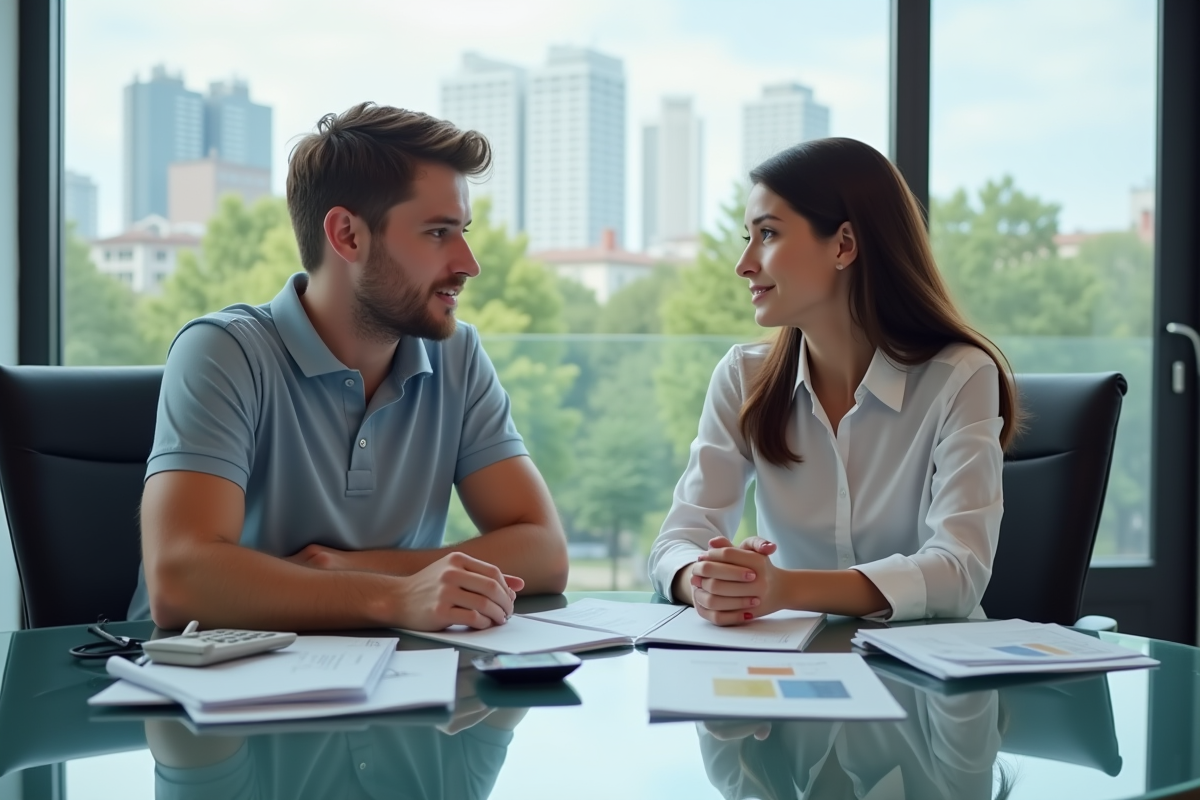 Jeune homme parlant avec une conseillère dans un bureau