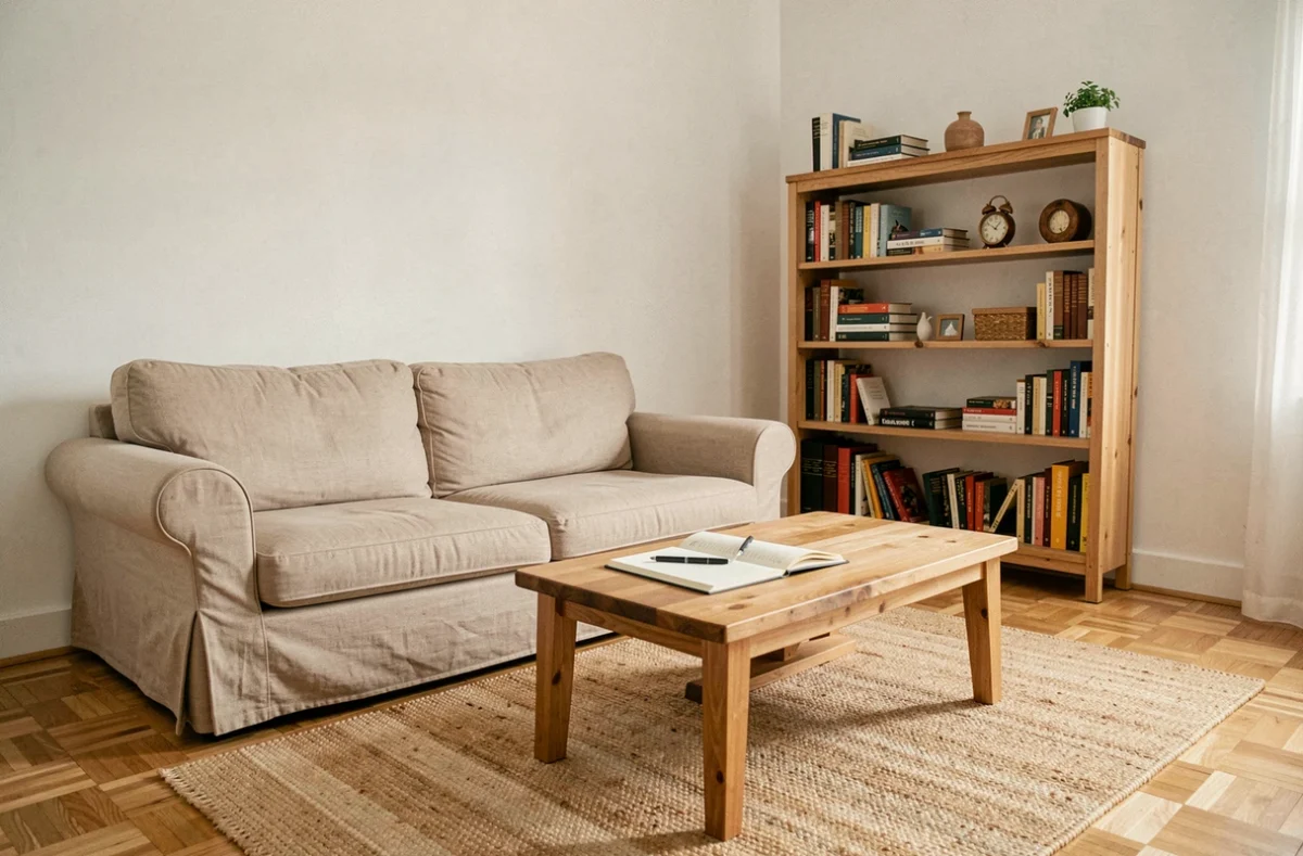 Salon confortable d'un appartement bien aménagé représentant les biens à assurer avec une assurance habitation